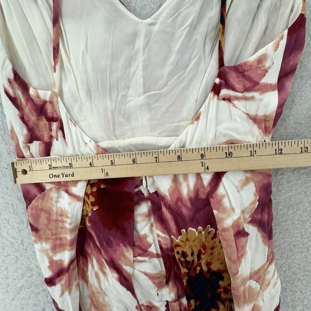 Free People Backless Dress Womens Size 0 High Low Floral Halter Front Slit Midi - Picture 8 of 10